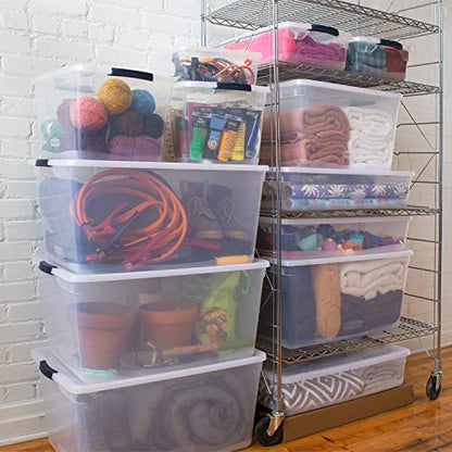 Rubbermaid Cleverstore Clear 41 QT Pack of 6 Stackable Plastic Storage Containers with Durable Latching Clear Lids - size: 41 Quart - 6 Pack
