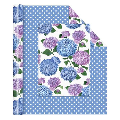 WERNNSAI Hydrangea Wrapping Paper 17 In x 33 Ft Blue Floral Wrapping Paper - color: Hydrangea