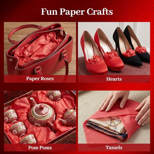 Koogel 330 Sheets Red Tissue Paper, 14 X 10 inches - color: Red