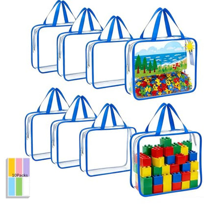 8 Packs Clear Toy Storage Bags, Blue - color: Blue, size: 8 Packs