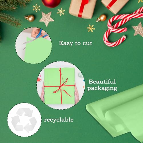 500 Sheets Light Green Tissue Paper for Gift Bags Wrapping Tissues Bulk 20 X 30 Inch Wrapping Paper for Gift Packaging Art Crafts DIY Birthday Wedding Party Favors - color: XF-Light Green