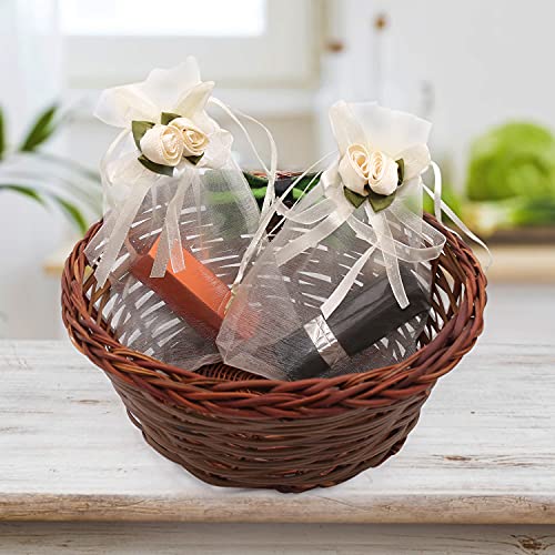 SumDirect Rose Organza Gift Bags - 50Pcs 4x6 inch Yellow Wedding Favor Gift Bags, Jewelry Pouches with Drawstring for Party Wedding Christmas Valentine - color: Yellow