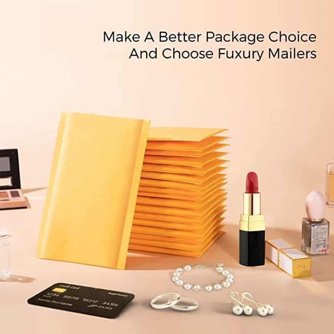 Fuxury Kraft Bubble Mailers 4x8" 400Pack Padded Envelopes Usable Size 4x7" - color: Yellow, size: 4x8" 400PC