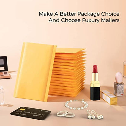Fuxury Kraft Bubble Mailers 4x8" 400Pack Padded Envelopes Usable Size 4x7" - color: Yellow, size: 4x8" 400PC