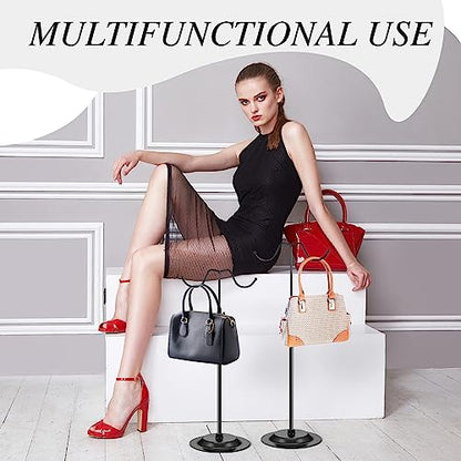 Weysat 4 Pcs Purse Display Stand Adjustable Metal Handbag Holder, Black - color: Black