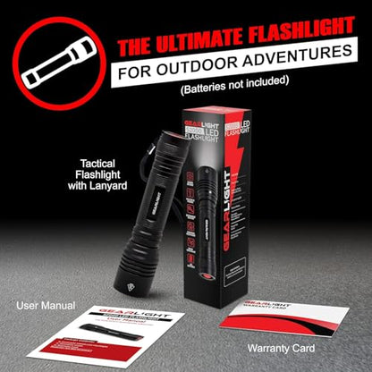 LED Flashlight High Lumens, Tactical Flashlight Battery Powered (Batteries Not Included), Bright Handheld Flashlight for Camping, Hunting, Home, Security, Hiking, Walking at Night & Emergency Use - color: S2000 Black, size: Battery Powered