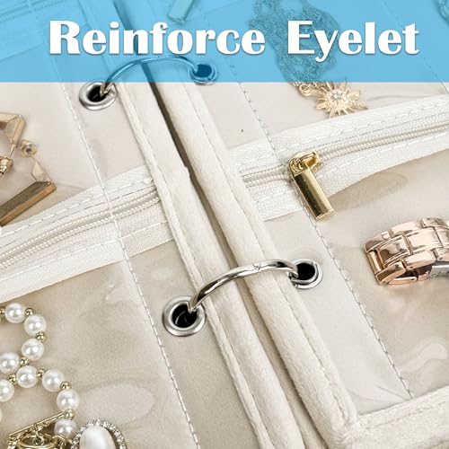 Travel Jewelry Organizer Case,Small Jewelry Bags Jewelry Storage Book Ring Binder with Clear Zipper Velvet Pouch for Traveling (Inner Pages,Beige,3 PCS,Large) - color: Inner Pages,Beige,3 PCS,Large