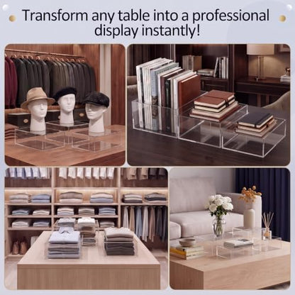 3 Pack Extra Large Clear Acrylic Buffet Risers 14” 13” 12” Cubes - color: Clear, style: Cube