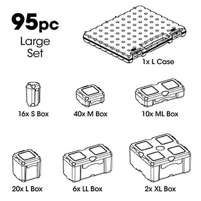 DotBox Large Set - 95 pcs - 94 Storage Boxes in a Carrying Case - size: large set