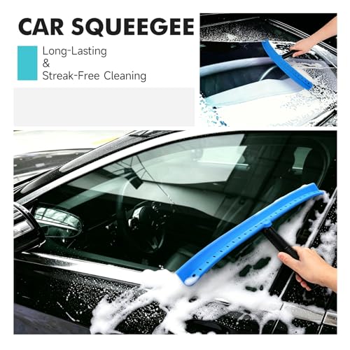 FOSHIO Window Squeegee with 18-Inch Large TPU Blade, All-Purpose Shower Squeegee for Glass Doors, Car Windows, Windshield, PPF Installation, Streak-Free Tile Wall Glass Cleaner Tool
