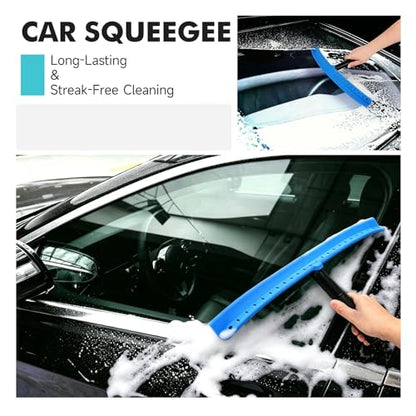 FOSHIO Window Squeegee with 18-Inch Large TPU Blade, All-Purpose Shower Squeegee for Glass Doors, Car Windows, Windshield, PPF Installation, Streak-Free Tile Wall Glass Cleaner Tool