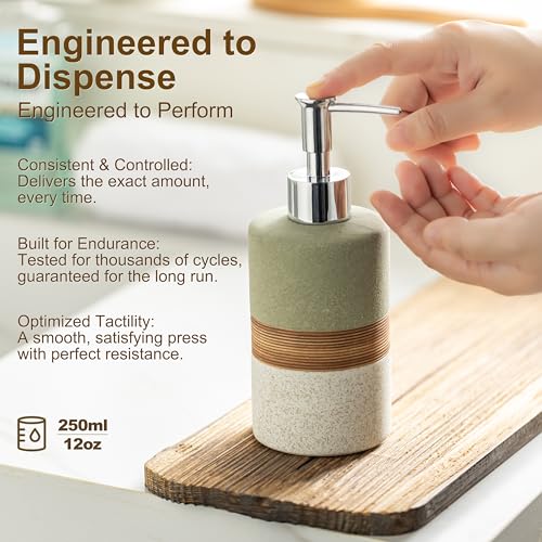 Ceramic Dish Soap Dispenser for Bathroom Shower Hand Soap Dispenser - color: Green and White, size: 1xSoap Dispenser
