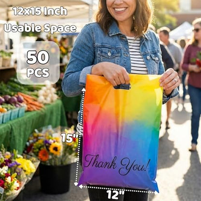 Donyson Rainbow Poly Mailers, 12x15, 50 Pack, Colorful Shipping Bags - color: Rainbow, size: 12x15 (50 Pack)