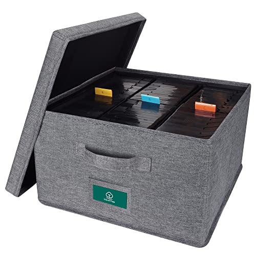 VHS Storage Box with Lid, Practical VHS Storage Case with Index Labels, 14.4 x 13.4 x 8.2 Inch VHS Holder Storage Containers to Store up to 42 VHS Tapes- Gray - size: VHS-1 Pack