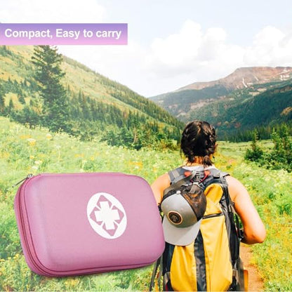 First Aid Kit 277PCS Car Home Camping Essentials Pink Emergency Kit Aid Bag - color: Pink-277pcs