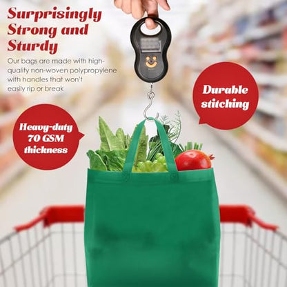 Reginary 50 Pcs Reusable Tote Bags Shopping Bags Non Woven, Red, Green - color: Red, Green