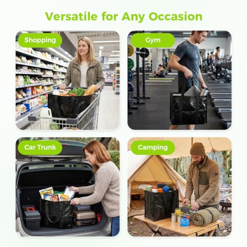 4 Pack Reusable Grocery Bags with Handles Waterproof Shopping Tote Bags - size: 33L