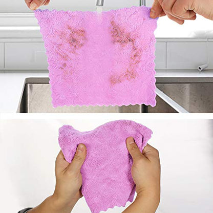 kimteny Microfiber Dish Cloths for Washing Dishes 5 Pack, Purple-Grey - color: Purple-grey