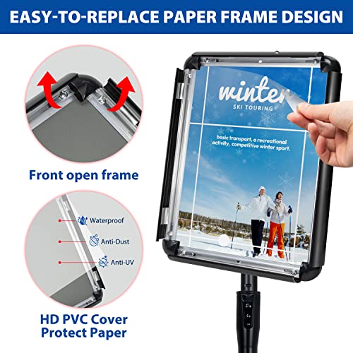 8.5x11 Sign Holder Stand - Adjustable Floor Standing Sign Stand - color: Black, size: 8.5"x11"-1Pack