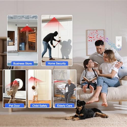 NineLeaf Wireless Motion Sensor Alarm, Door Buzzer for Business Entry, Entry Alert Chime for Business,48Melodies & 600FT Range,7Brightness Night Light,for Home Doorway/Store Entrance/Pet Monitor,3PCS
