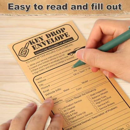 100 Pack Heavyweight Key Transfer Envelopes – Secure Adhesive Mailers for Auto Services (4.125"x9.5")