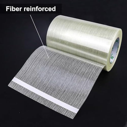 BOMEI PACK Wide Heavy Duty Fiberglass Filament Reinforced Packing Tape 8inch, 60yds x 5.5mil - size: 1Roll: 200mmx60y