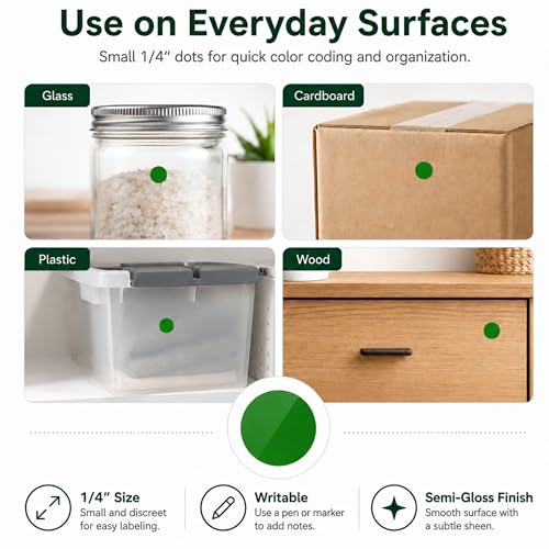ChromaLabel Dot Stickers, 1/4 Inch Green, 1000/Box - color: Green, size: 1/4"