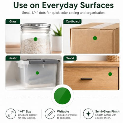 ChromaLabel Dot Stickers, 1/4 Inch Green, 1000/Box - color: Green, size: 1/4"