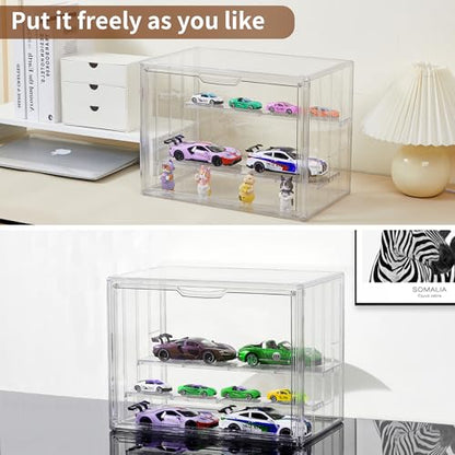 4 Layer Stackable Acrylic Figure Case for Collectibles Display Box,2 Pack - size: XL 2Pack-4tier