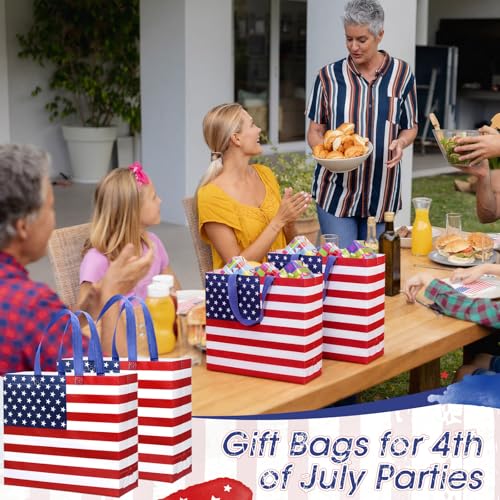 Abbylike 30 Pcs American Flag Gift Bag Patriotic Reusable Non Woven Tote - style: American Flag