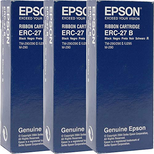 Genuine Epson ERC-27B-3 Black Ribbon Cartridge for POS Printers: TM-290/TM-U295 M-290 - Lot of 3