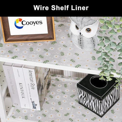 Cooyes Shelf Liner Non-Adhesive EVA Cabinet & Drawer Liner 11.8" x 360" - color: Green Daisy, size: 11.8"W x 360"L