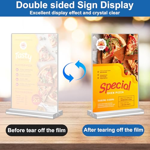 Acrylic Sign Holder 4x6, 20 Pack Clear Table Vertical Double Sided Table Menu Display, Plastic Desktop Picture Frames Stand Acrylic Paper Holder Tabletop Sign Holder for Wedding Office Show Fair - size: Vertical 20 Pack 4x6''