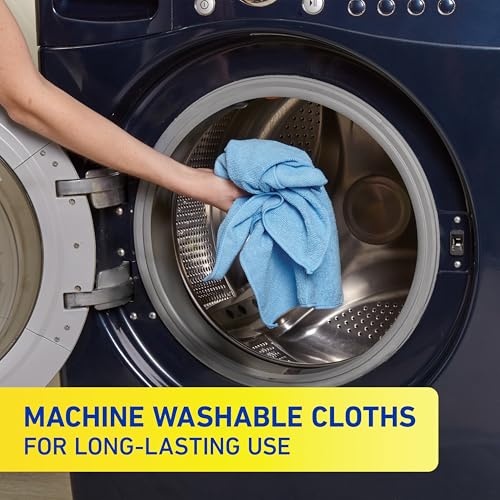 Quickie Microfiber Cleaning Cloth 14 x 14 Inches Blue Pack of 24 Washable and Reusable Ideal for Multi-Surface Indoor/Outdoor Dusting and Polishing - size: 14 inch x 14 inch, style: 24 Pack