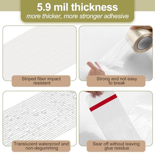 Treela 20 Rolls Filament Strapping Tapes Bulk 3 Inch X 60 Yards 5.5 Mil - size: 3 Inch x 60 Yards