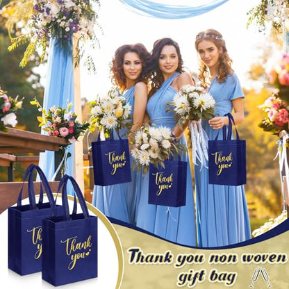 Sweetude 30 Thank You Non Woven Gift Bag, 10 x 8 x 4 Inch, Navy Blue - color: Navy Blue, size: 10 X 8 X 4 Inch