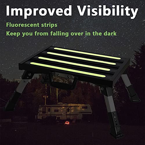 Aluminum RV Step Stool, 4-Level Adjustable Folding, Black - color: Black