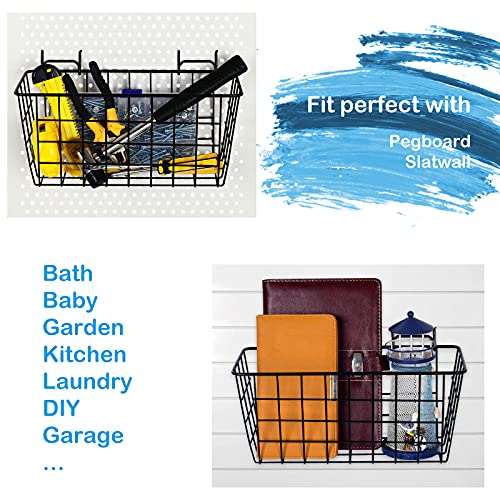 4 Pack Pegboard Baskets, Black Metal Shelves Hooks to 1/8" and 1/4" Hole Peg Boards, Peg Board Baskets Bins Set - Organize Tools Workbench Accessories Garage Storage Wall Mount Organizer Attachments - size: Medium, style: 4 Medium