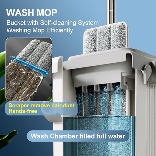 JOYMOOP Flat Mop and Bucket Set, Commercial, White, Max531 - color: P