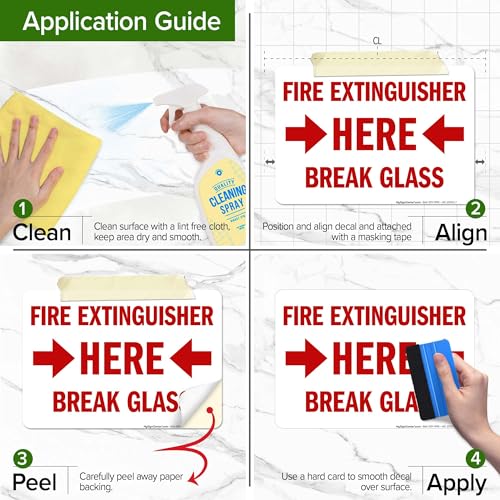 Fire Extinguisher Here Break Glass Sign, (MS-25700) 10x7 Inches, 4 Mil Vinyl Decal Stickers Weather Resistant, Made in USA by My Sign Center - size: 7x10 Vinyl Sticker
