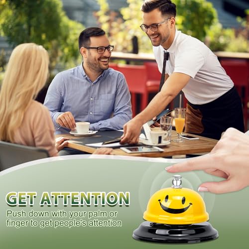UCEC Desk Bell for Service, Ring Bell Sign, Dinner Bell for Inside - size: 1+1 Pack, Smile