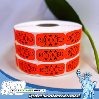 Reduced Price Store Stickers, Fluorescent Orange Self-Adhesive Retail Merchandise Labels - 5000 Pack - size: 5 Pack