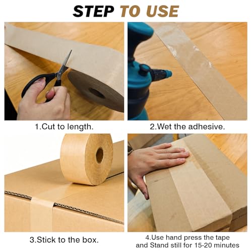 Water-Activated Kraft Paper Reinforced Tape, 1-Pack, 2.75 inches x 380 feet, for Heavy-Duty Secure Packaging and Shipping, Environmentally Friendly and Biodegradable