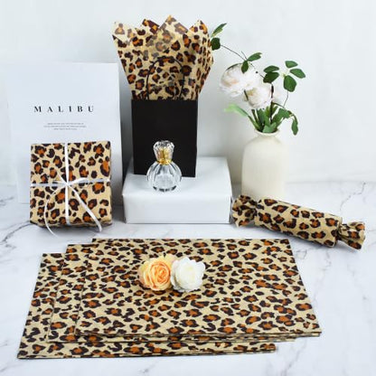 BEISHIDA Leopard Print Tissue Paper Bulk,Brown Cheetah Print Wrapping Tissue Paper for Gift Bags, 14 x 20 Inch Gift Wrap for Wedding Birthday DIY Crafts Holiday Floral Bouquet,60 Sheets - color: cheetah50-brown