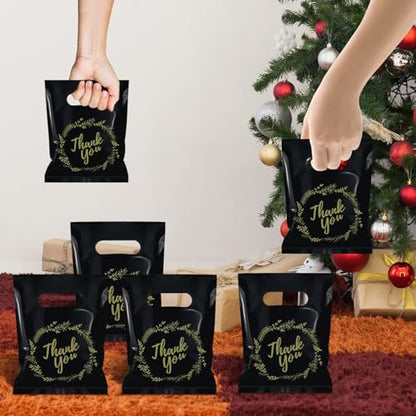 BadenBach 200-Pack Small Thank You Bags, 8" x 6", Black - color: Black