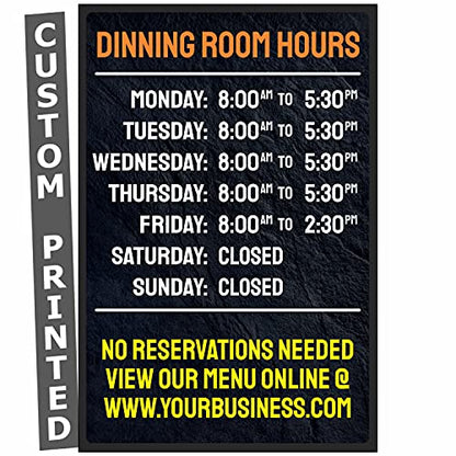 Customized Business Hours Personalized Sign, 8x12 - color: Custom Business Hours Dark Colors