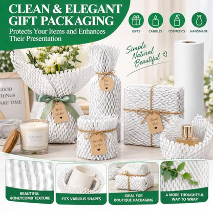 White Honeycomb Packing Paper, 12" x 100 ft, Gift Wrapping Paper - color: White, size: 12 Inch x 100 Feet