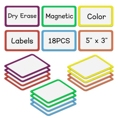 3X5 Small Dry Erase Sheet Magnets with Color Border,18PCS - size: 5X3",18PCS
