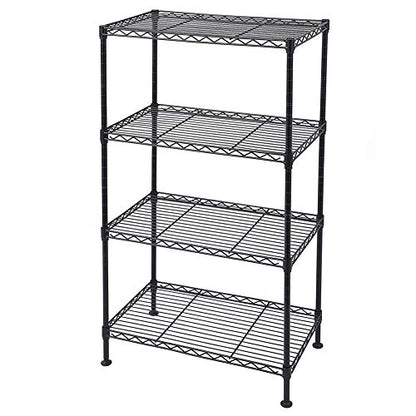 4-Tier Shelf, Adjustable Wire Metal Rack Shelving, Heavy Duty Standing Storage Shelves, Garage, Kitchen, Office, Bathroom, Shelfs Easy Assembly, 20" W x 12" D x 32" H, Black - color: Black, size: 4-tier 19.69"W x 11.81"D x 31.5"H