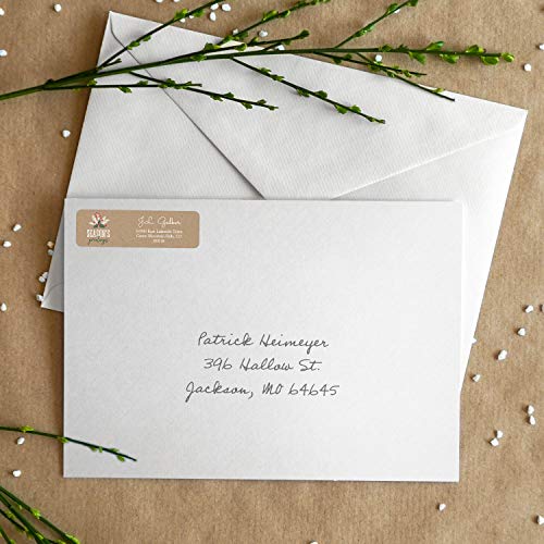 Holiday Faux Kraft Rolled Address Labels/Roll of 500 Personalized Return Address Labels/Designer Return Address Stickers in Elegant Plastic Dispenser - size: 500 Labels, style: Holiday Faux Kraft